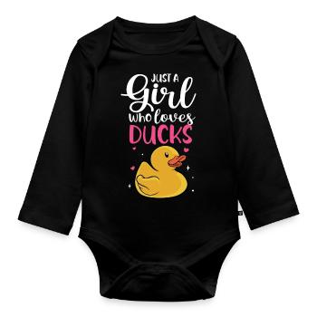Duckie Duckling Women Just A Girl Who Loves Rubber - Organic Longsleeve Baby Bodysuit - black - Front