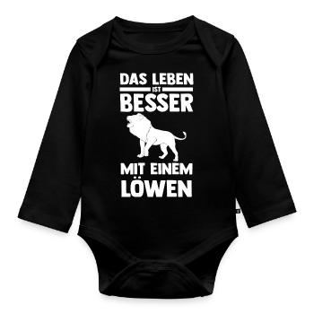 Löwe Löwen - Baby Bio-Langarm-Body - Schwarz - Vorne