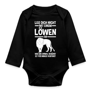 Löwe Löwen - Baby Bio-Langarm-Body - Schwarz - Vorne