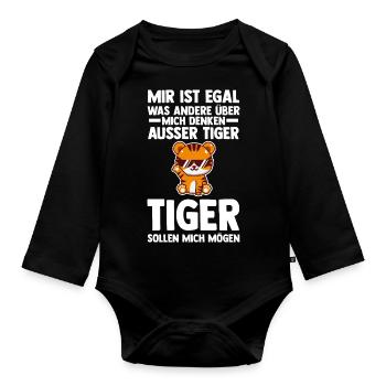 Tiger Motiv - Baby Bio-Langarm-Body - Schwarz - Vorne
