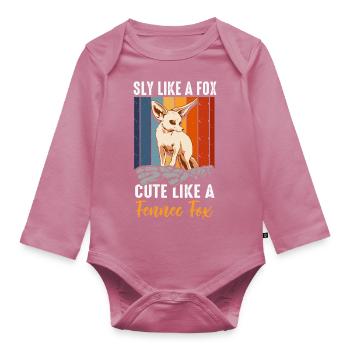 Fennec Fox Sly Cute Fennec Foxes Owner - Organic Longsleeve Baby Bodysuit - mauve - Front