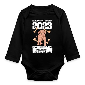 Hund Kita Kindergarten 2023 - Baby Bio-Langarm-Body - Schwarz - Vorne