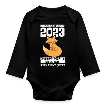 Fuchs Kita Kindergarten 2023 - Baby Bio-Langarm-Body - Schwarz - Vorne