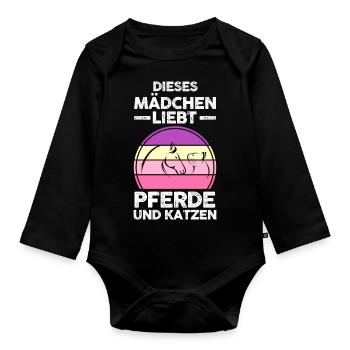 Pferde Pferdeliebhaber Katzenliebhaber Katzen - Baby Bio-Langarm-Body - Schwarz - Vorne