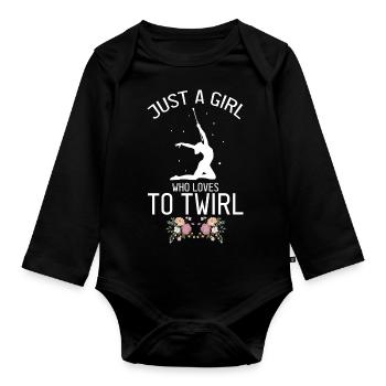 Stocktanz Design für Stabtänzerin - Baby Bio-Langarm-Body - Schwarz - Vorne