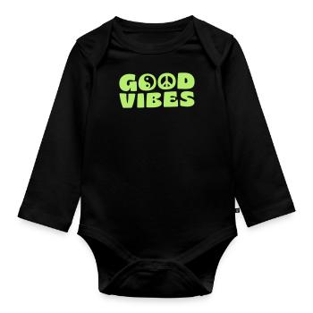 GOOD VIBES - Baby Bio-Langarm-Body - Schwarz - Vorne