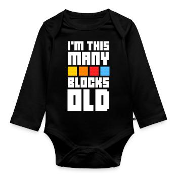 I'm this many blocks old - Baby Bio-Langarm-Body - Schwarz - Vorne
