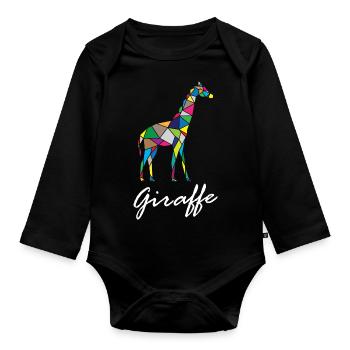 Origami Giraffe - Baby Bio-Langarm-Body - Schwarz - Vorne