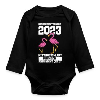Flamingo Kita Kindergarten 2023 - Baby Bio-Langarm-Body - Schwarz - Vorne