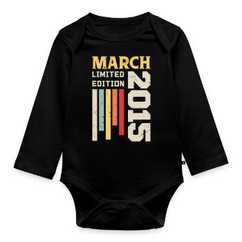 Mars 2015 - Cadeau anniversaire Mars 2015 Mars - Body Bébé bio manches longues - noir - Devant
