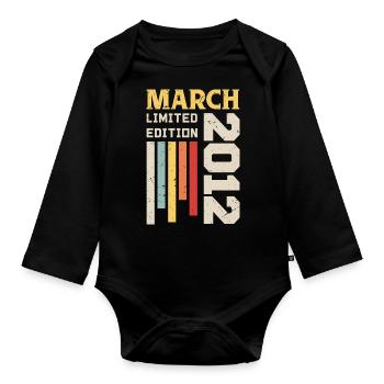 Mars 2012 - Cadeau anniversaire Mars 2012 Mars - Body Bébé bio manches longues - noir - Devant