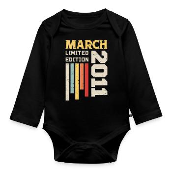 March 2011 - Birthday gift March 2011 March - Organic Longsleeve Baby Bodysuit - black - Front