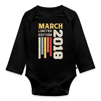 March 2018 - Birthday gift March 2018 March - Organic Longsleeve Baby Bodysuit - black - Front
