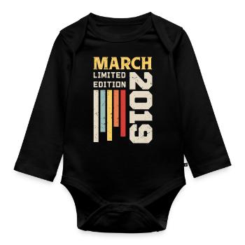 March 2019 - Birthday gift March 2019 March - Organic Longsleeve Baby Bodysuit - black - Front