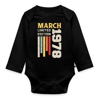 March 1978 - Birthday Gift March 1978 Anniv - Organic Longsleeve Baby Bodysuit - black - Front