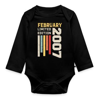 February 2007 - February 2007 Birthday Gift - Organic Longsleeve Baby Bodysuit - black - Front