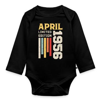 April 1956 - Birthday Gift April 1956 April - Organic Longsleeve Baby Bodysuit - black - Front
