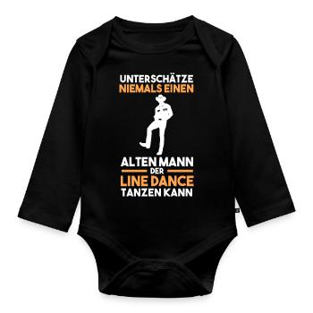 Line Dance Tänzer - Baby Bio-Langarm-Body - Schwarz - Vorne