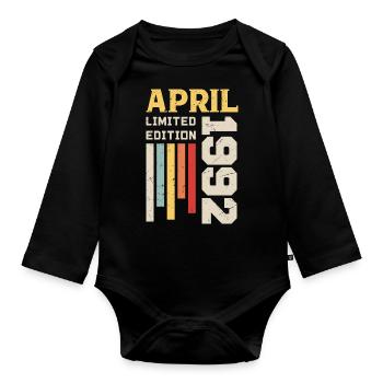 April 1992 - Birthday gift April 1992 April - Organic Longsleeve Baby Bodysuit - black - Front