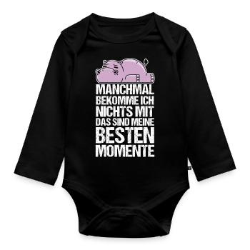 Manchmal Bekomme Ich Nichts Mit Nielpferd - Baby Bio-Langarm-Body - Schwarz - Vorne