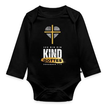 Kind Gottes Gold - Baby Bio-Langarm-Body - Schwarz - Vorne