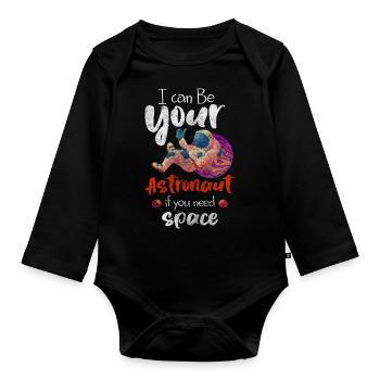 Astronaut Raumfahrt Raumanzug Rakete - Baby Bio-Langarm-Body - Schwarz - Vorne