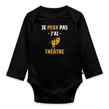 je peux pas j'ai théâtre - Body Bébé bio manches longues - noir - Devant