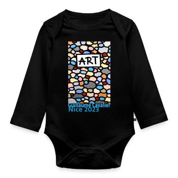 Art pebbles - Organic Longsleeve Baby Bodysuit - black - Front