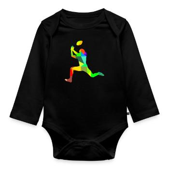 Colorful Rainbow Amarican Football Player Sports - Organic Longsleeve Baby Bodysuit - black - Front