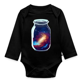 Space enclosed in a jar - Organic Longsleeve Baby Bodysuit - black - Front