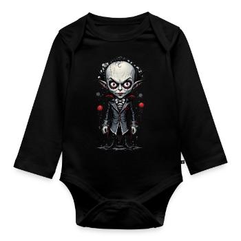 un vampire à grosse tête 4 - Body Bébé bio manches longues - noir - Devant