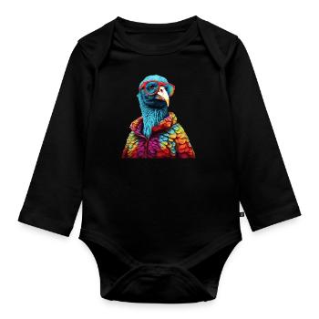 Truthahn mit Sonnenbrille Bunt Coole Vögel Vogel - Baby Bio-Langarm-Body - Schwarz - Vorne