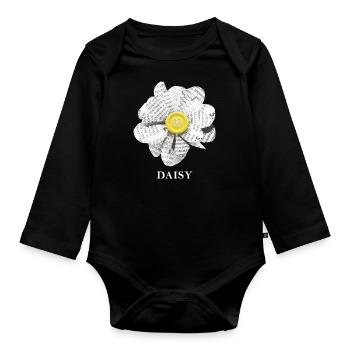 Daisy Flower - Organic Longsleeve Baby Bodysuit - black - Front