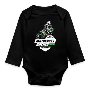 Moto Cross - Motocross - Supercross - Baby Bio-Langarm-Body - Schwarz - Vorne