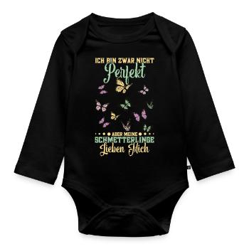 Schmetterlingsliebhaber Zucht Schmetterlingfan - Baby Bio-Langarm-Body - Schwarz - Vorne