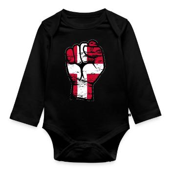 Denmark Flag Fist Hand Used Symbol - Organic Longsleeve Baby Bodysuit - black - Front