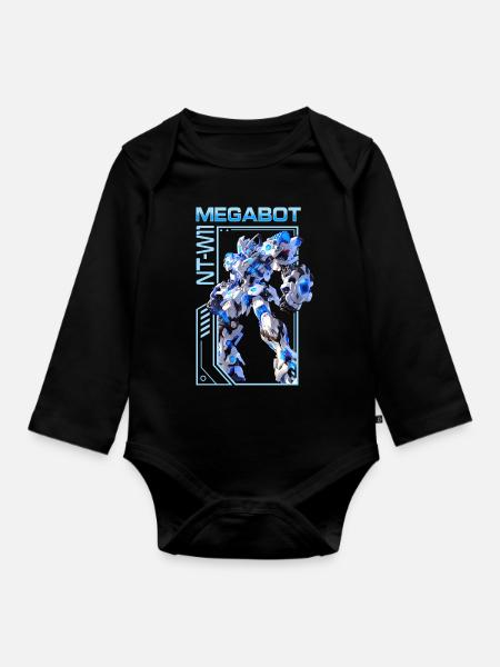 Spielkonsole MegaBot NT-W11 – Anime Shirt - Baby Bio-Langarm-Body - Schwarz