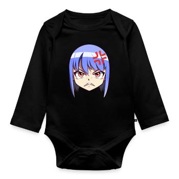 Angry Anime Face Emoji - Anime Shirt - Organic Longsleeve Baby Bodysuit - black - Front