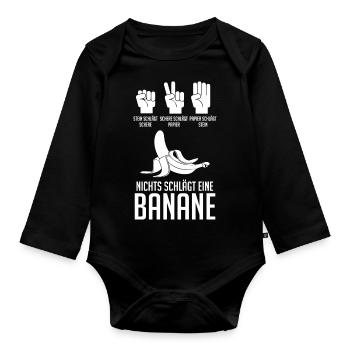 Früchte Banane - Baby Bio-Langarm-Body - Schwarz - Vorne