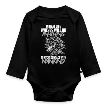Wolf Dog Nordic Wolfpack - Organic Longsleeve Baby Bodysuit - black - Front
