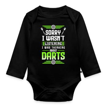 Dartspieler Darts Turnierspieler Dartmannschaft - Baby Bio-Langarm-Body - Schwarz - Vorne