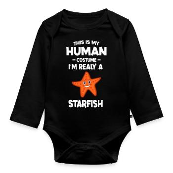 This is My Human Costume I m Really A Starfish - Body Bébé bio manches longues - noir - Devant