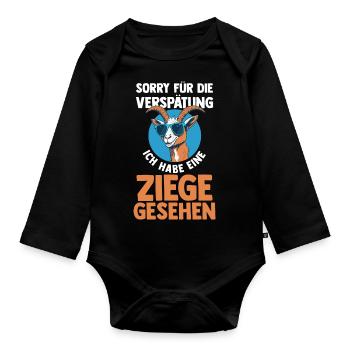 Ziege Ziegenbauer Bauernhof Landwirt Bauer Ziegen - Baby Bio-Langarm-Body - Schwarz - Vorne