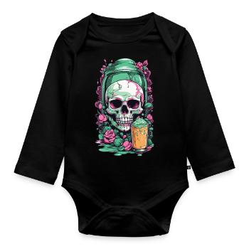 Gothic Skull Pastel Poison Halloween Design - Baby Bio-Langarm-Body - Schwarz - Vorne