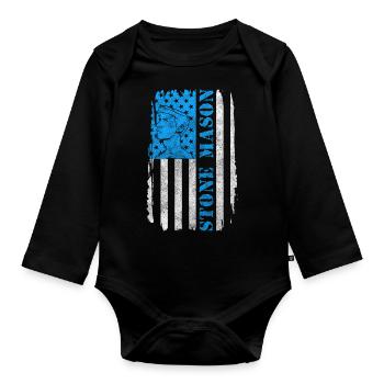 Armoiries de la guilde des artisans de la profession de tailleur de pierre - Body Bébé bio manches longues - noir - Devant