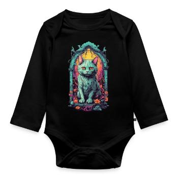 Démons occultes chat Halloween chats design - Body Bébé bio manches longues - noir - Devant
