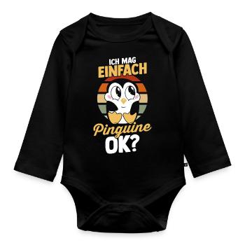 Pinguin - Baby Bio-Langarm-Body - Schwarz - Vorne
