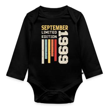 September 1999 Birthday Gift September 1999 - Organic Longsleeve Baby Bodysuit - black - Front