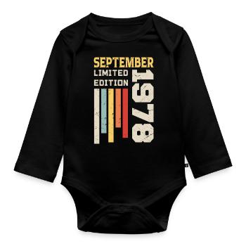 September 1978 Birthday Gift September 1978 - Organic Longsleeve Baby Bodysuit - black - Front