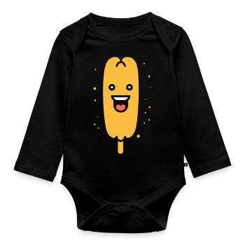 Corn dog food - Organic Longsleeve Baby Bodysuit - black - Front